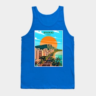 Waikiki Honolulu Hawaii Travel and Tourism Advertising Print Tank Top